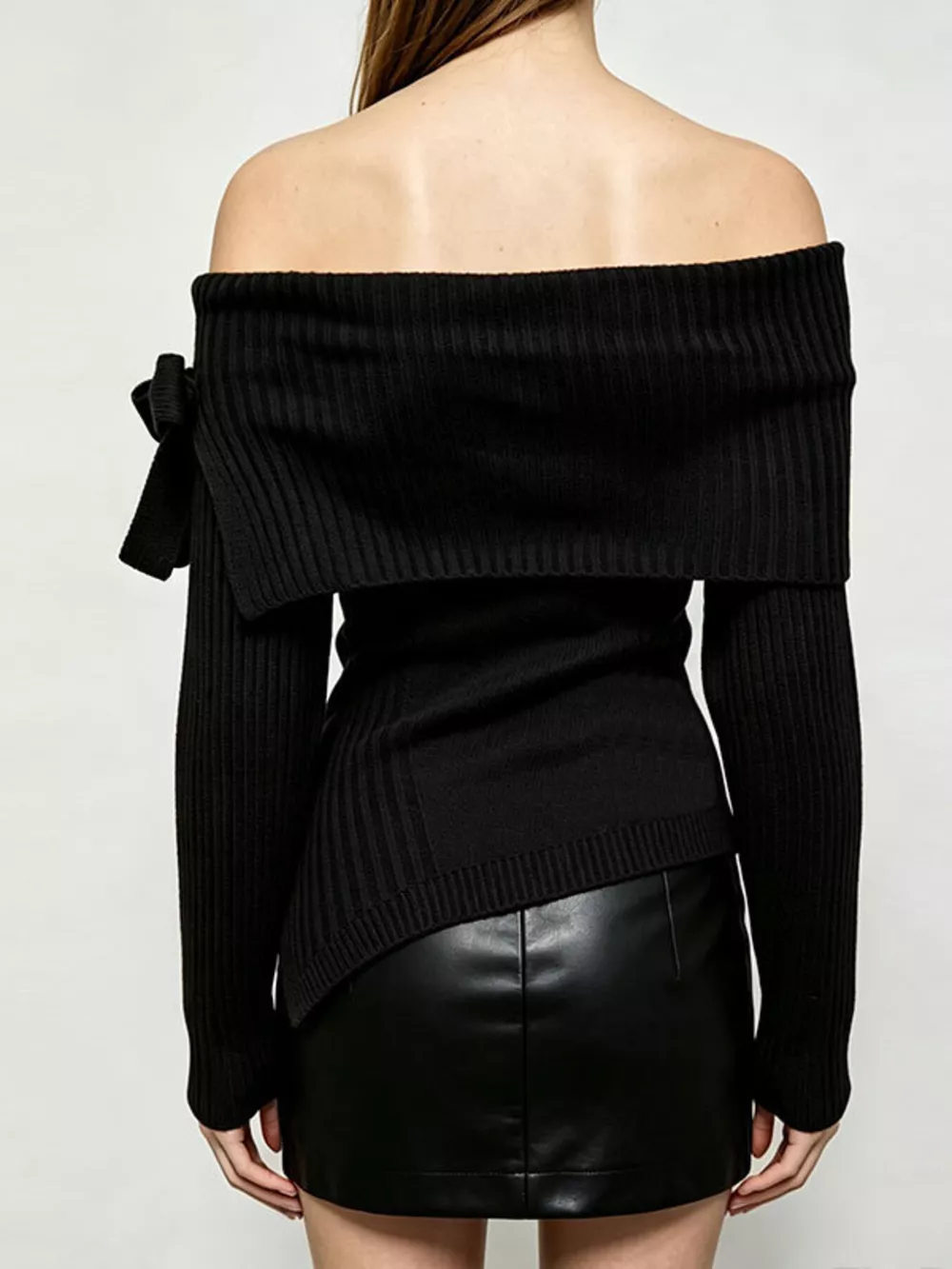 Off-Shoulder Ribbed Knit Top, image 13