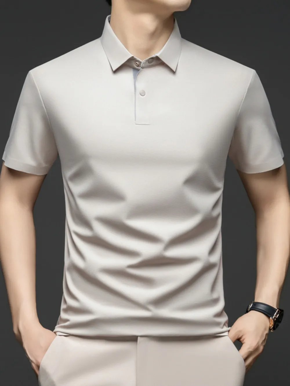 Men's Plus Size Button Detail Short Sleeve Polo