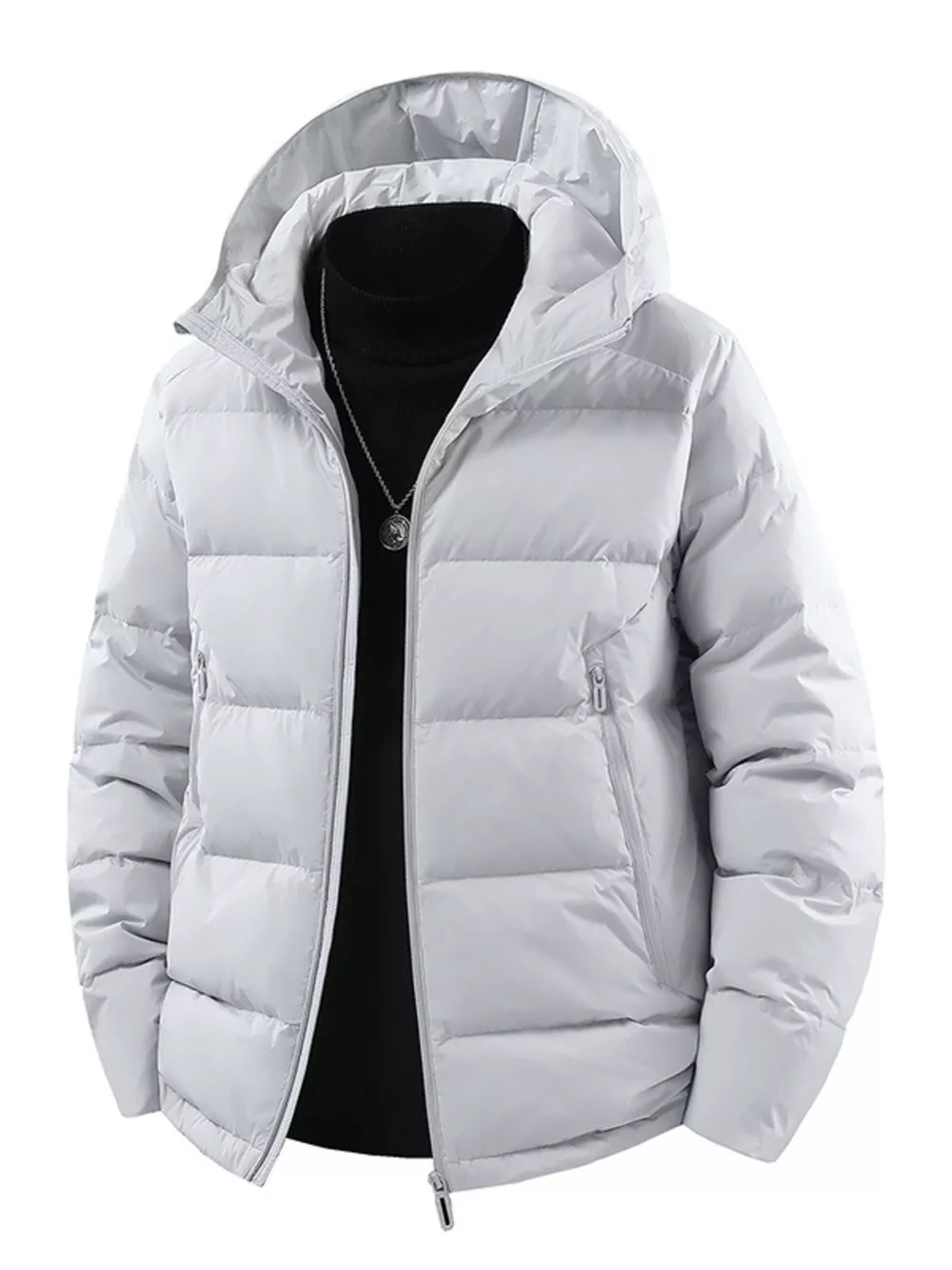 Men's Plus Size Hooded Padded Puffer Jacket, image 4