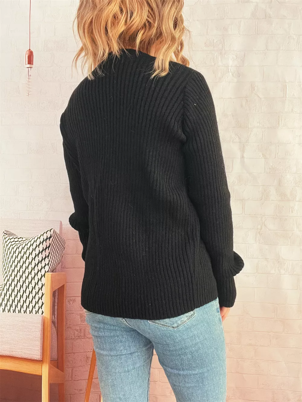 Ribbed Tie Front Long Sleeve Cardigan, image 9