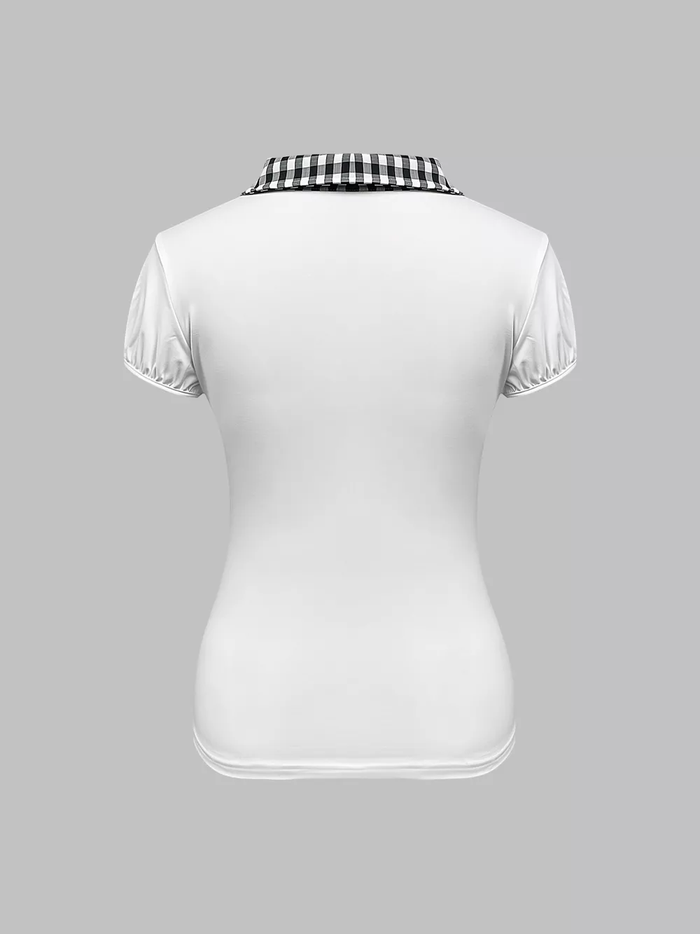 Gingham Collar Slim Fit Blouse, image 8