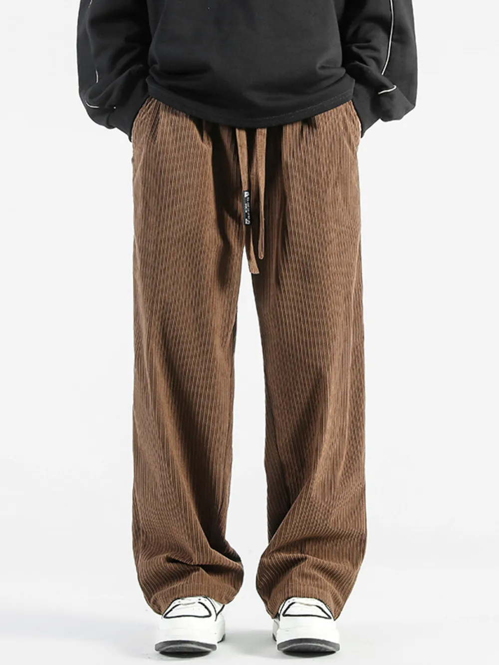 Men's Plus Size Casual Drawstring Wide Leg Pants, image 4