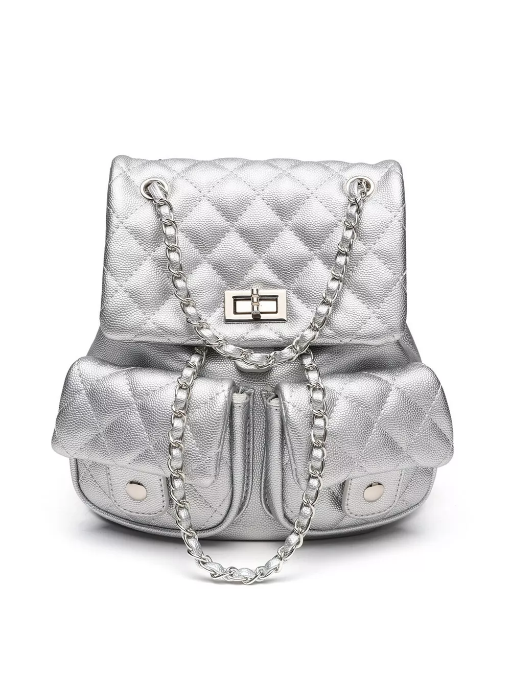 Quilted Chain Strap Backpack Bag, image 3