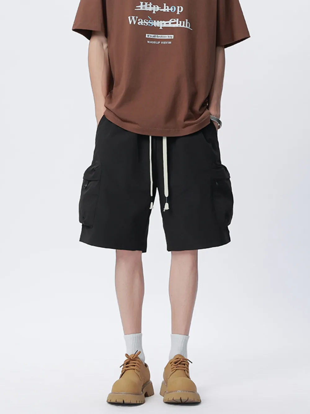 Men's Plus Size Drawstring Cargo Shorts