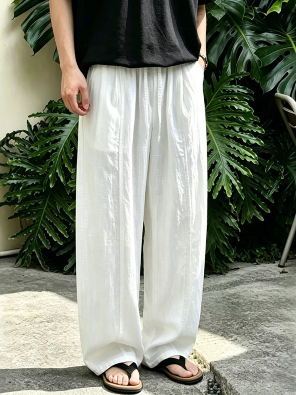 Men's Plus Size Wide Leg Pants with Drawstring Waist, image 6