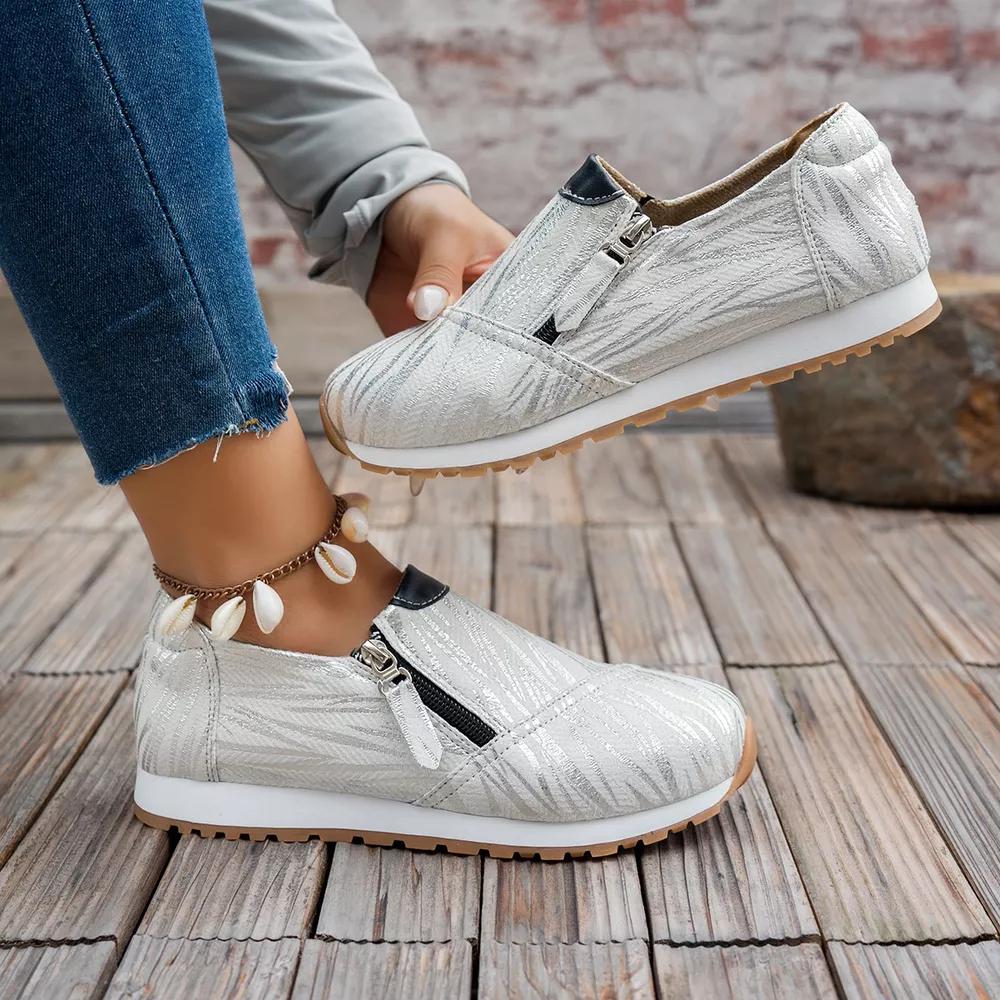 Round Toe Zipper Detail Slip-Ons, image 6