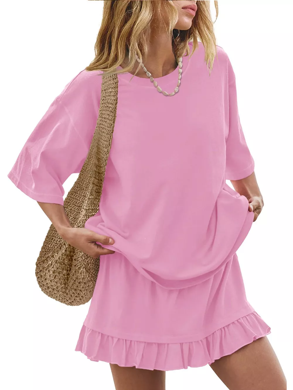 Round Neck Half Sleeve Tee and Skirt Set, image 8