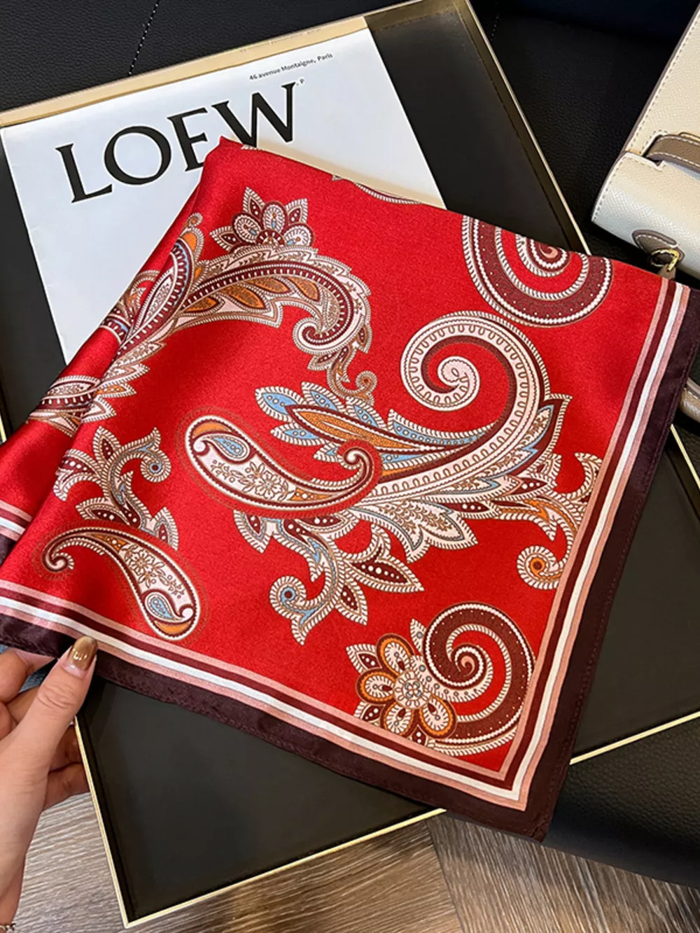 Vintage Paisley Silk Scarf, image 9