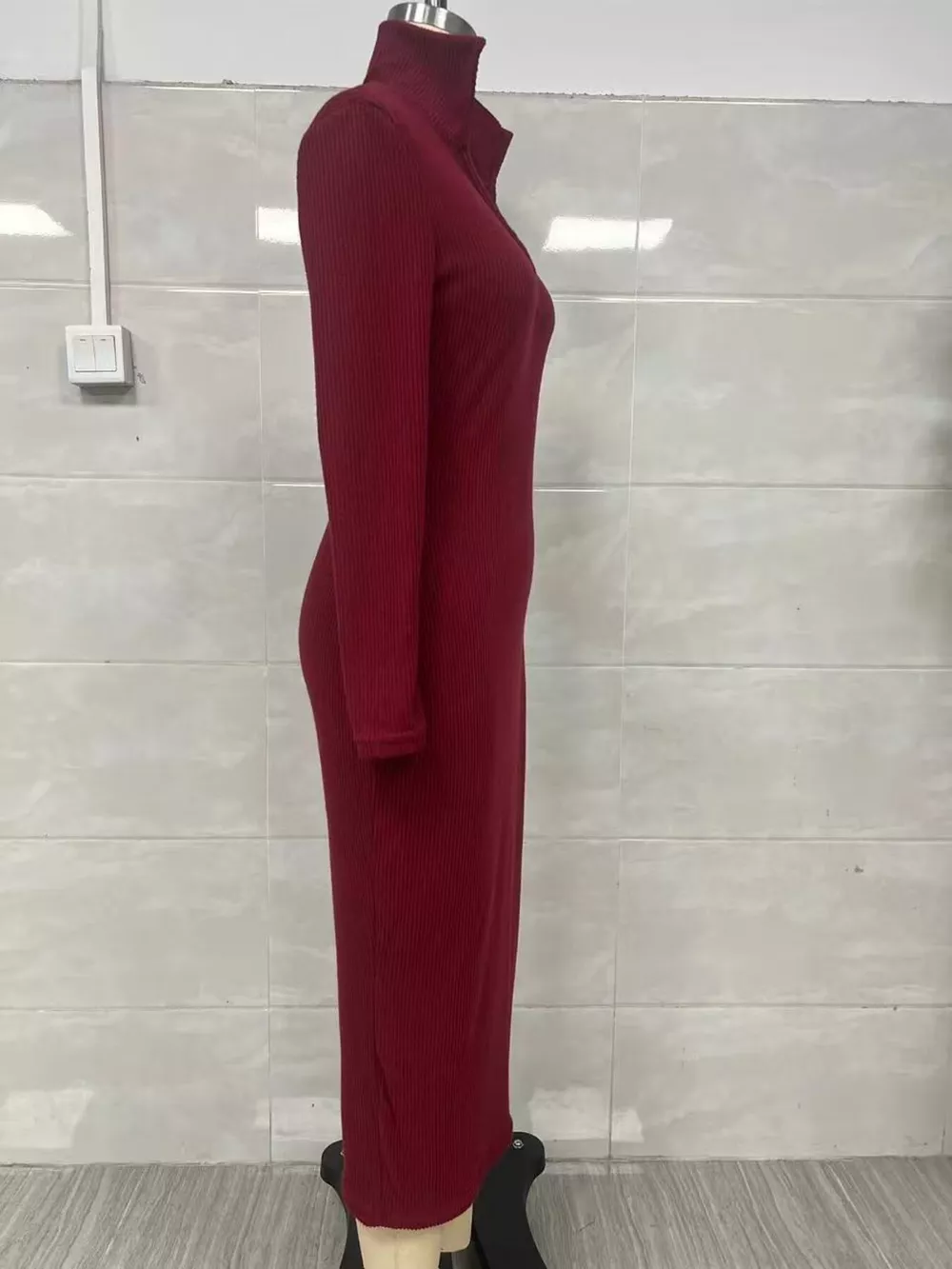 Ribbed Knit V-Neck Sweater Dress, image 15