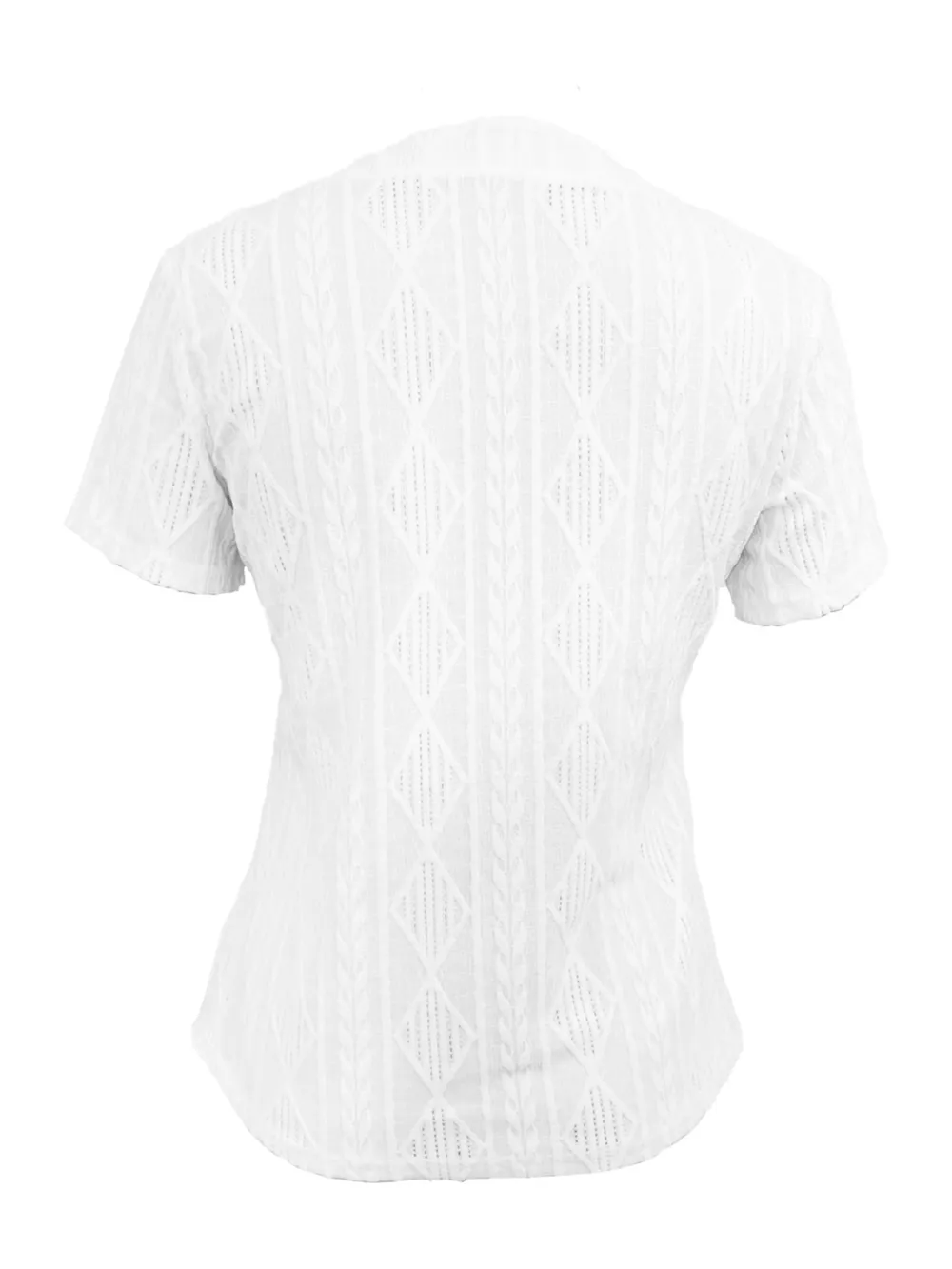 Textured Notched Short Sleeve Blouse, image 7