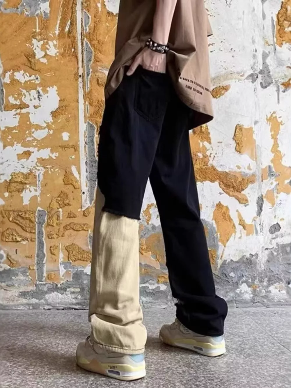 Men's Plus Size Two-Tone Ripped Wide Leg Jeans, image 2