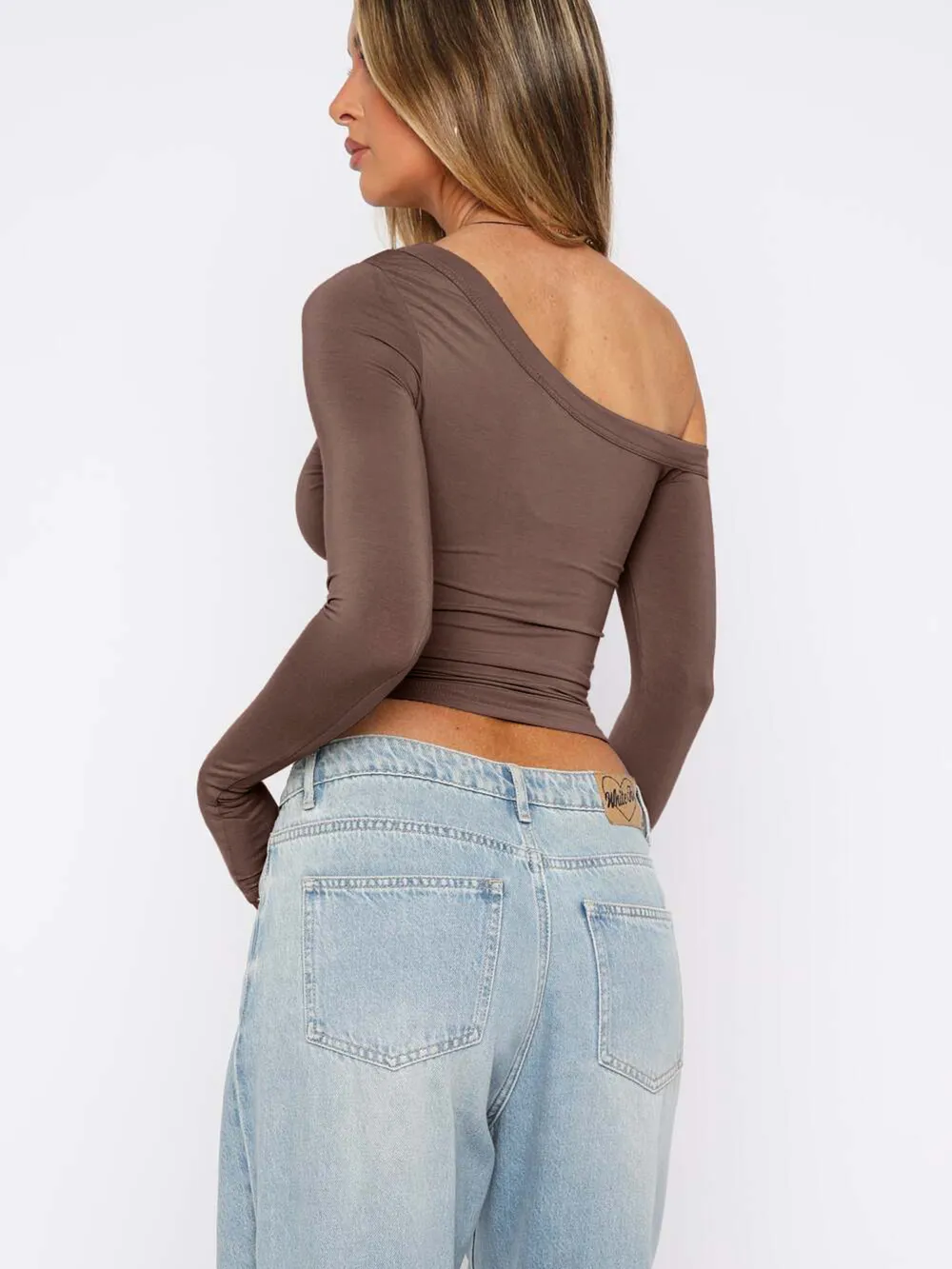 One Shoulder Long Sleeve Crop T-Shirt, image 15