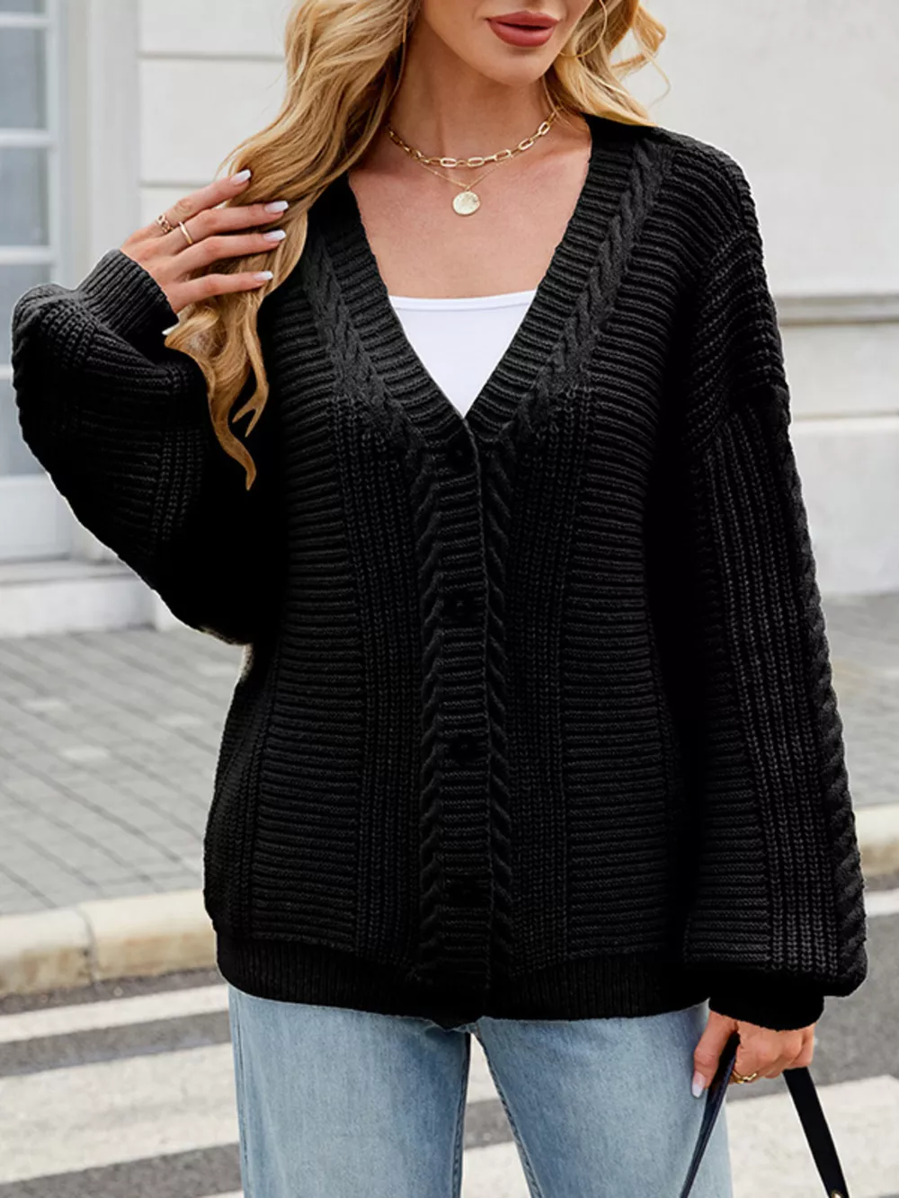 Button Up Long Sleeve Cardigan