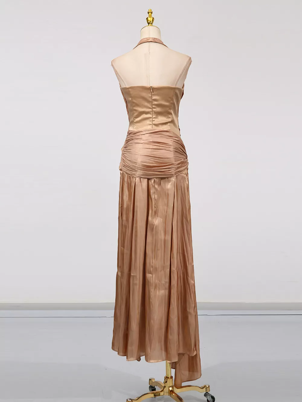 Halter Neck Ruched Maxi Dress, image 5
