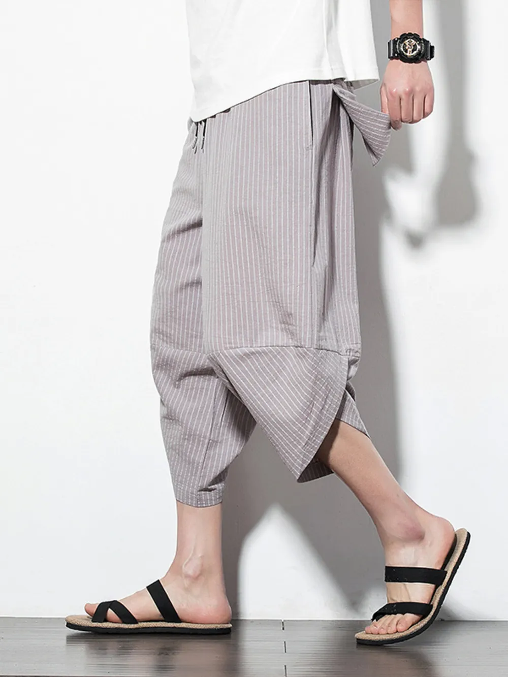 Men's Plus Size Striped Wide Leg Pants, image 4