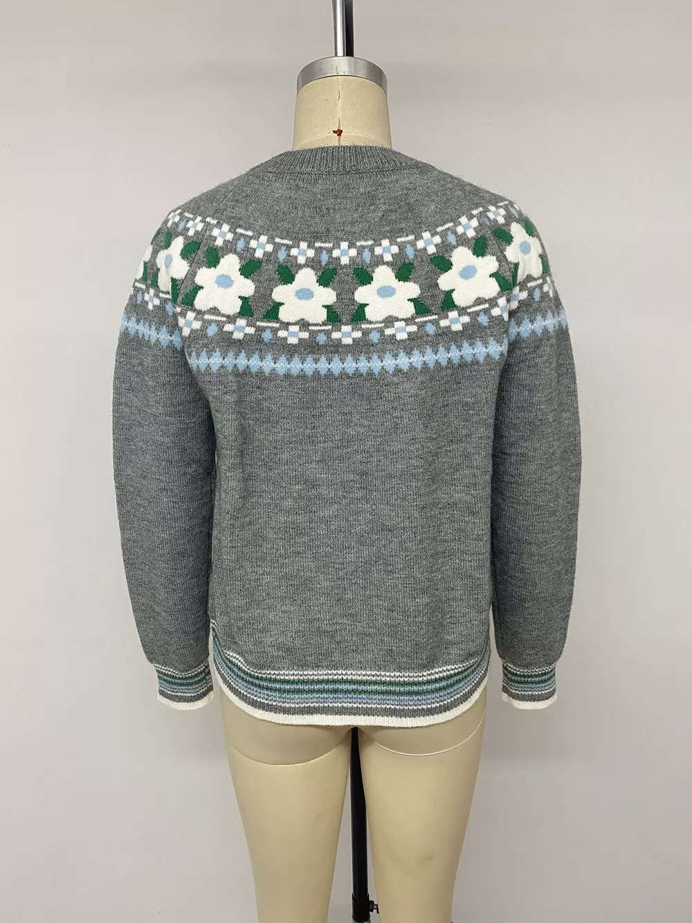 Floral Pattern Round Neck Sweater, image 14