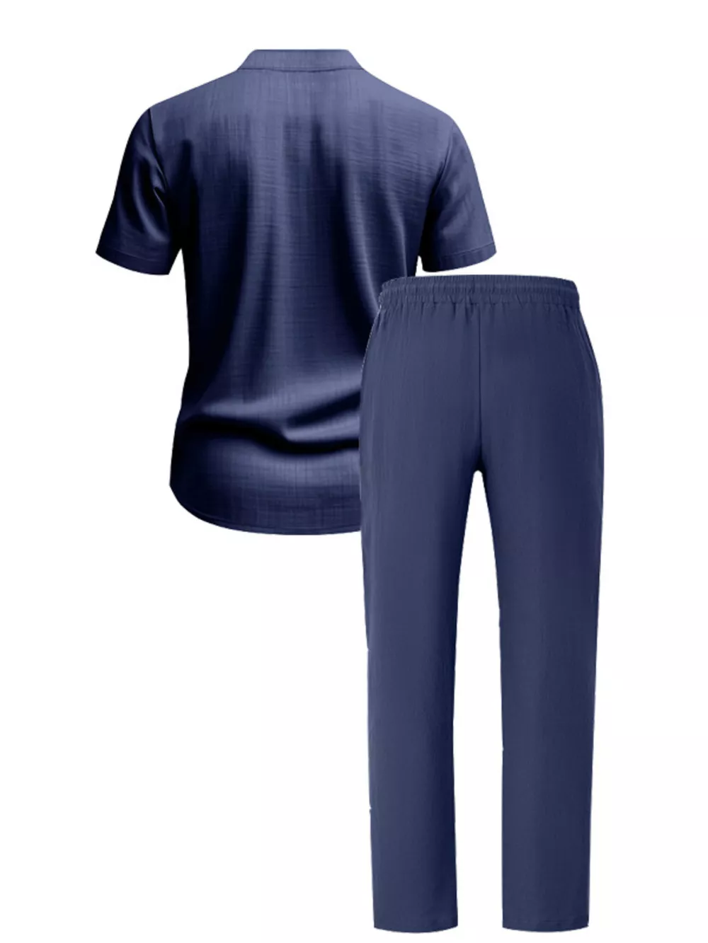 Men's Full Size Casual Button Up Short Sleeve Shirt and Pants Set Plus Size, image 2