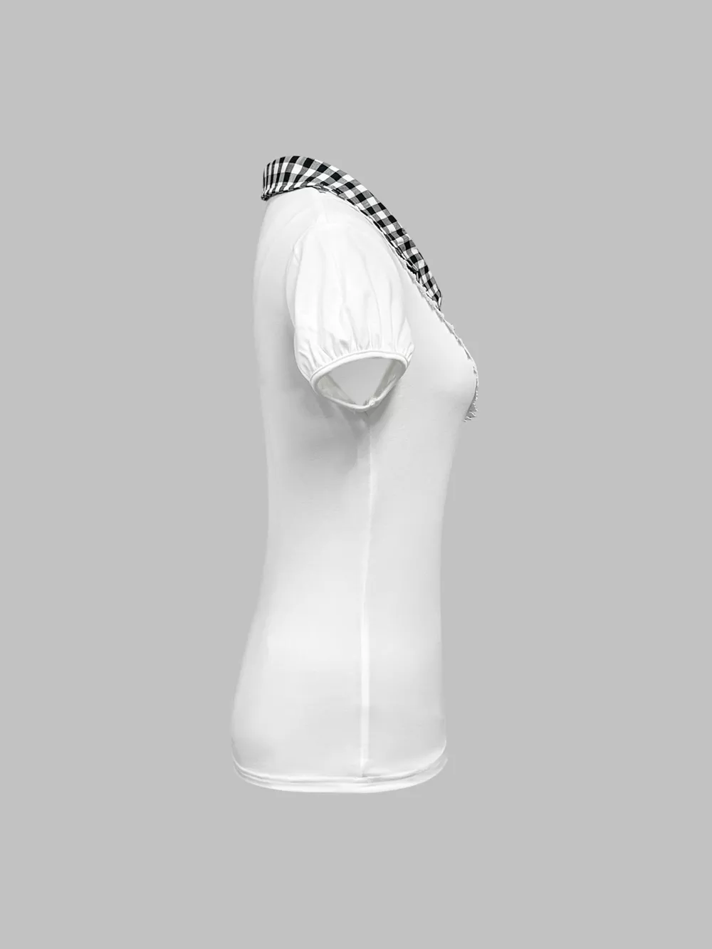 Gingham Collar Slim Fit Blouse, image 7