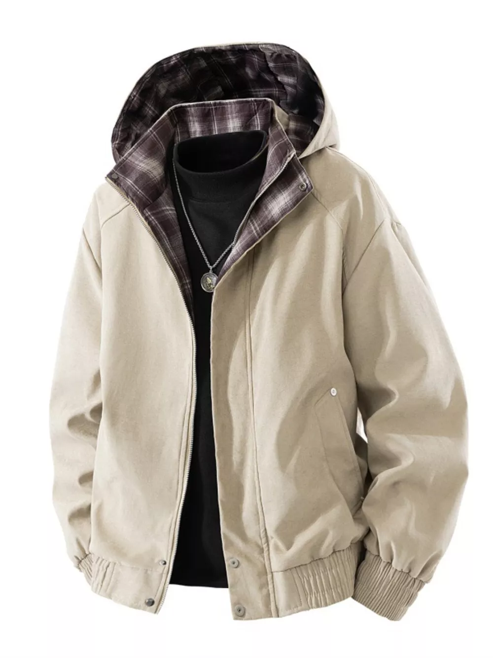 Men's Plus Size Zip Up Hooded Bomber Jacket, image 4