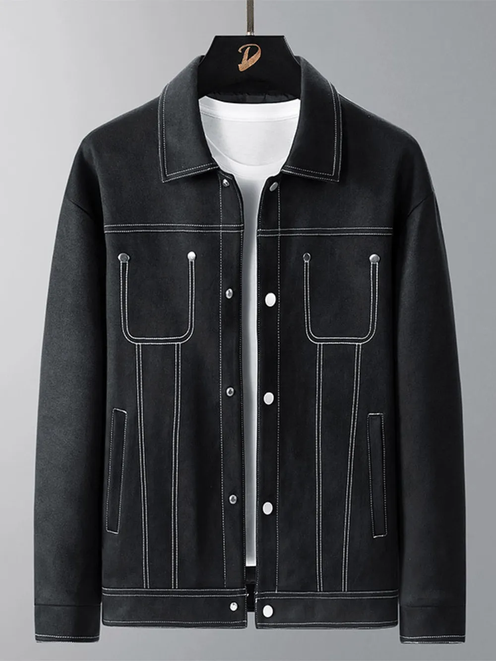 Men's Plus Size Snap Down Long Sleeve Jacket, image 4