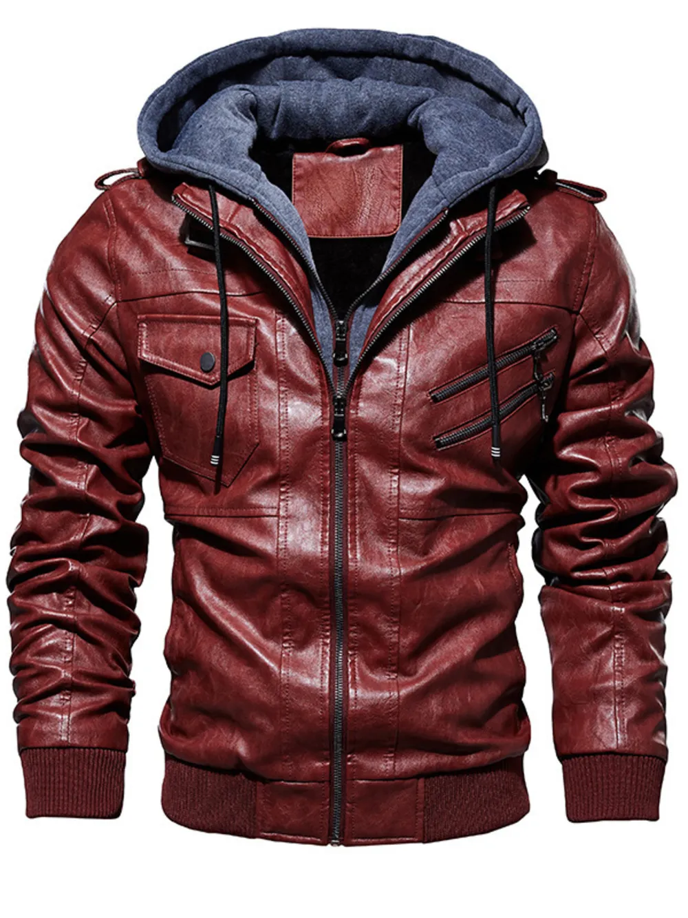 Men's Plus Size Zip Up Drawstring Hooded Jacket, image 8