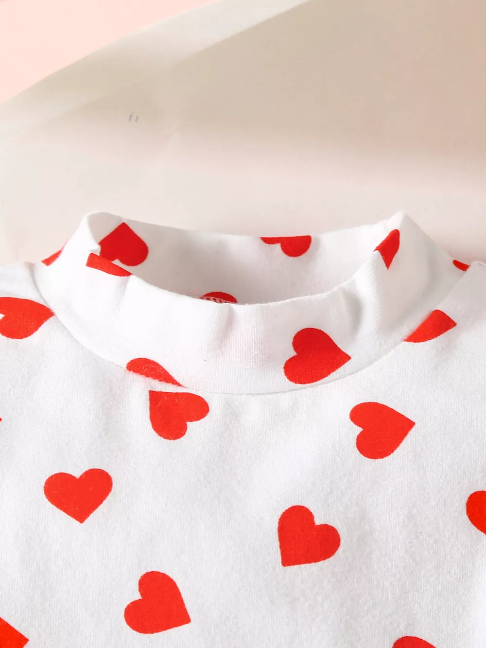 Children's Heart Print Top and Suspender Pants Set, image 4