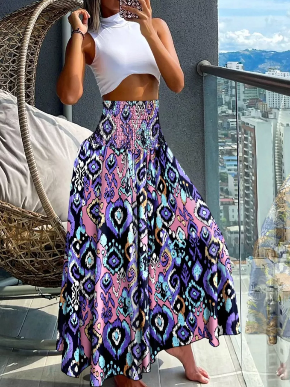 Printed Wide-Leg Pants, image 20
