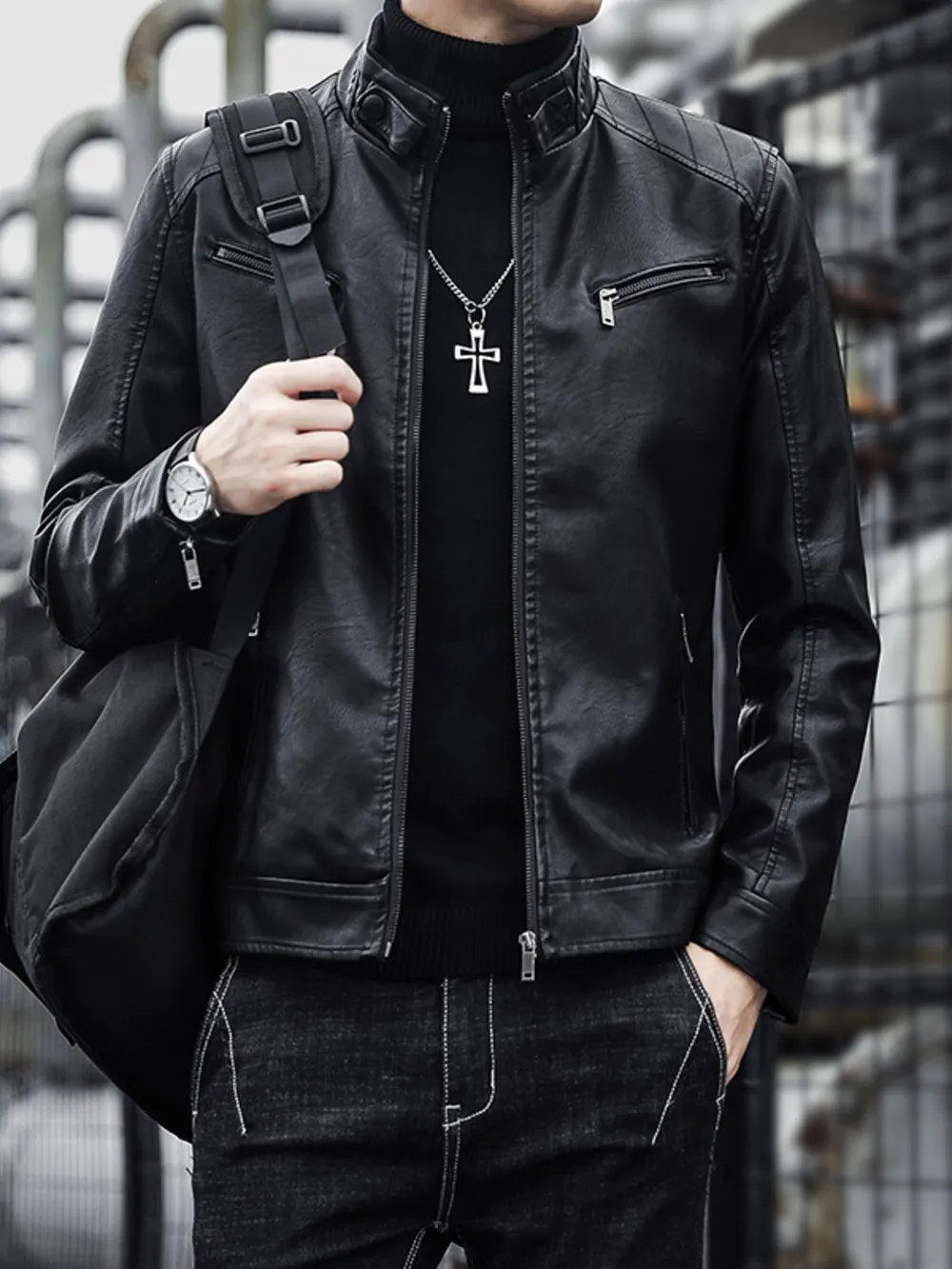 Men's Plus Size Zip Up Long Sleeve Jacket