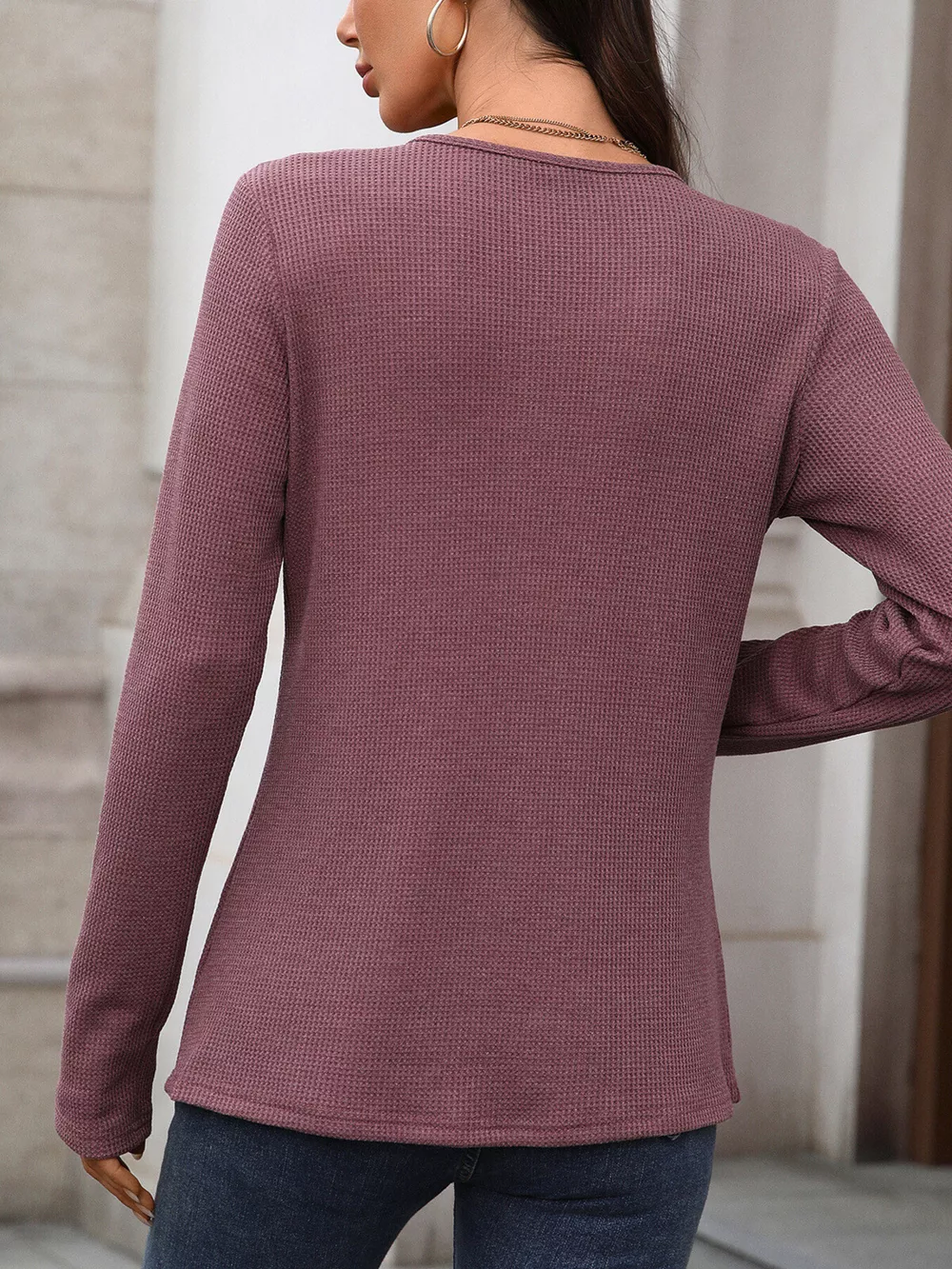 Waffle Knit Long Sleeve T-Shirt, image 28