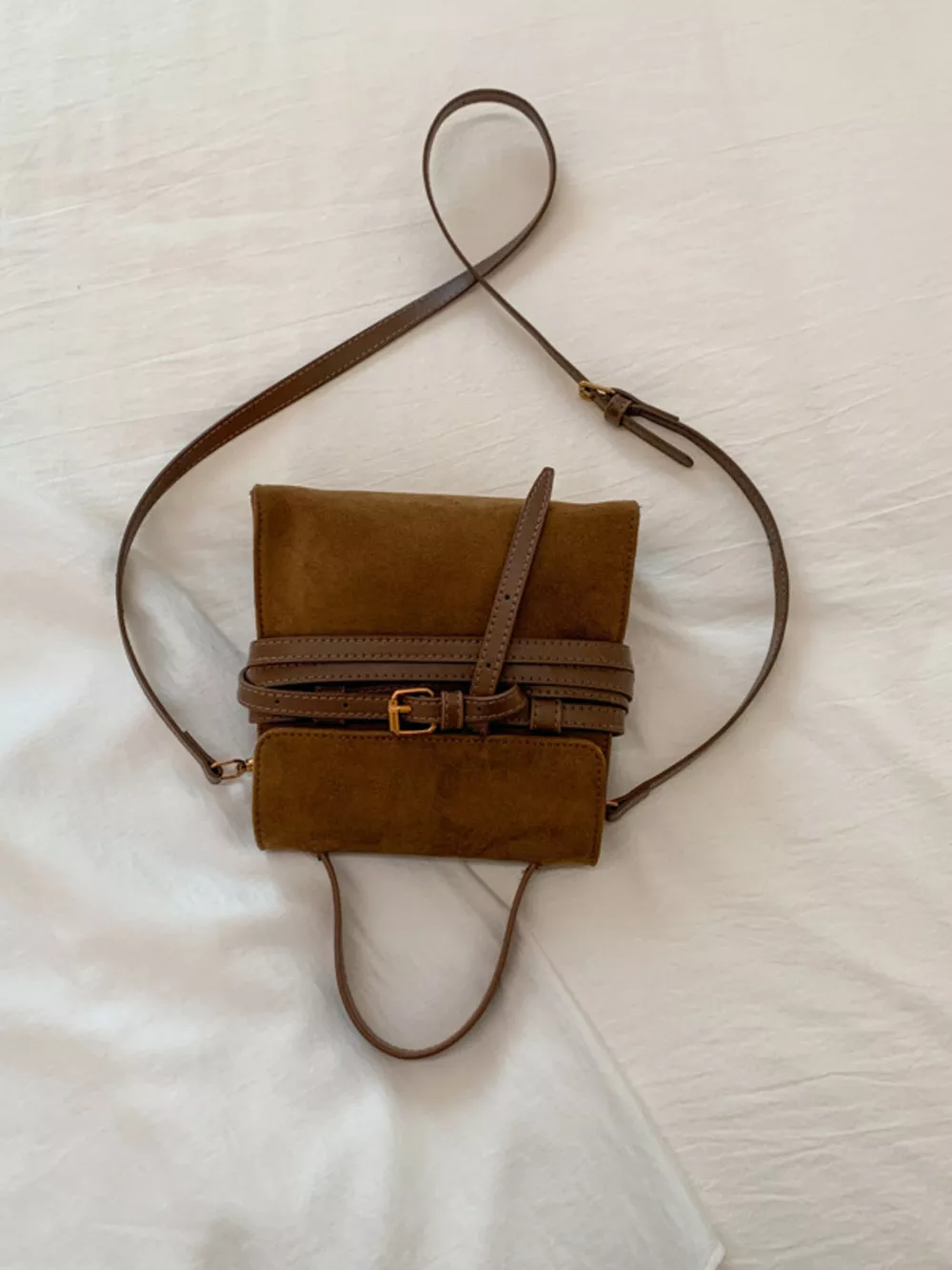 Suede Buckle Decor Crossbody Bag, image 25