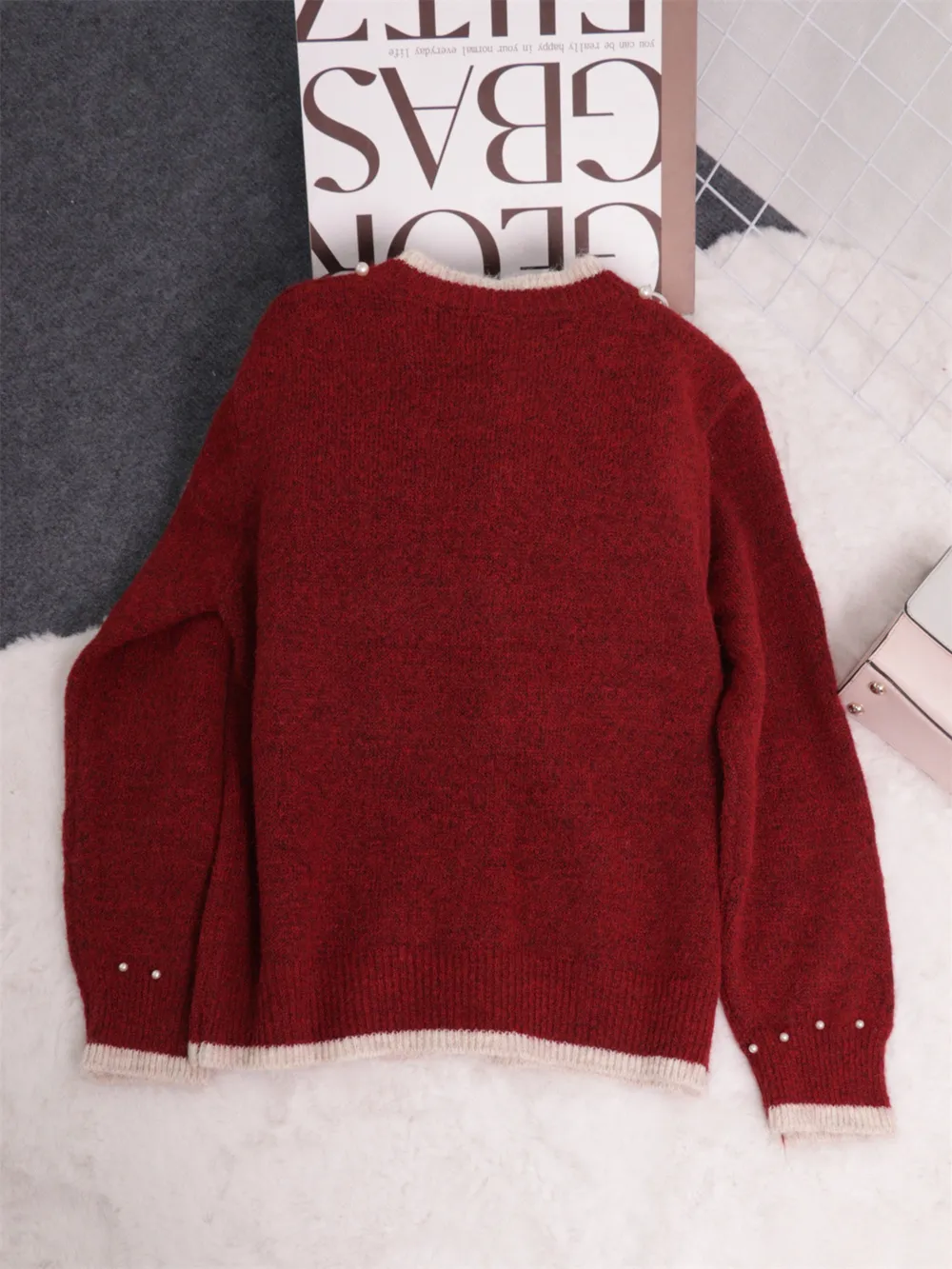 Pearl Embellished Button-Front Cardigan, image 9
