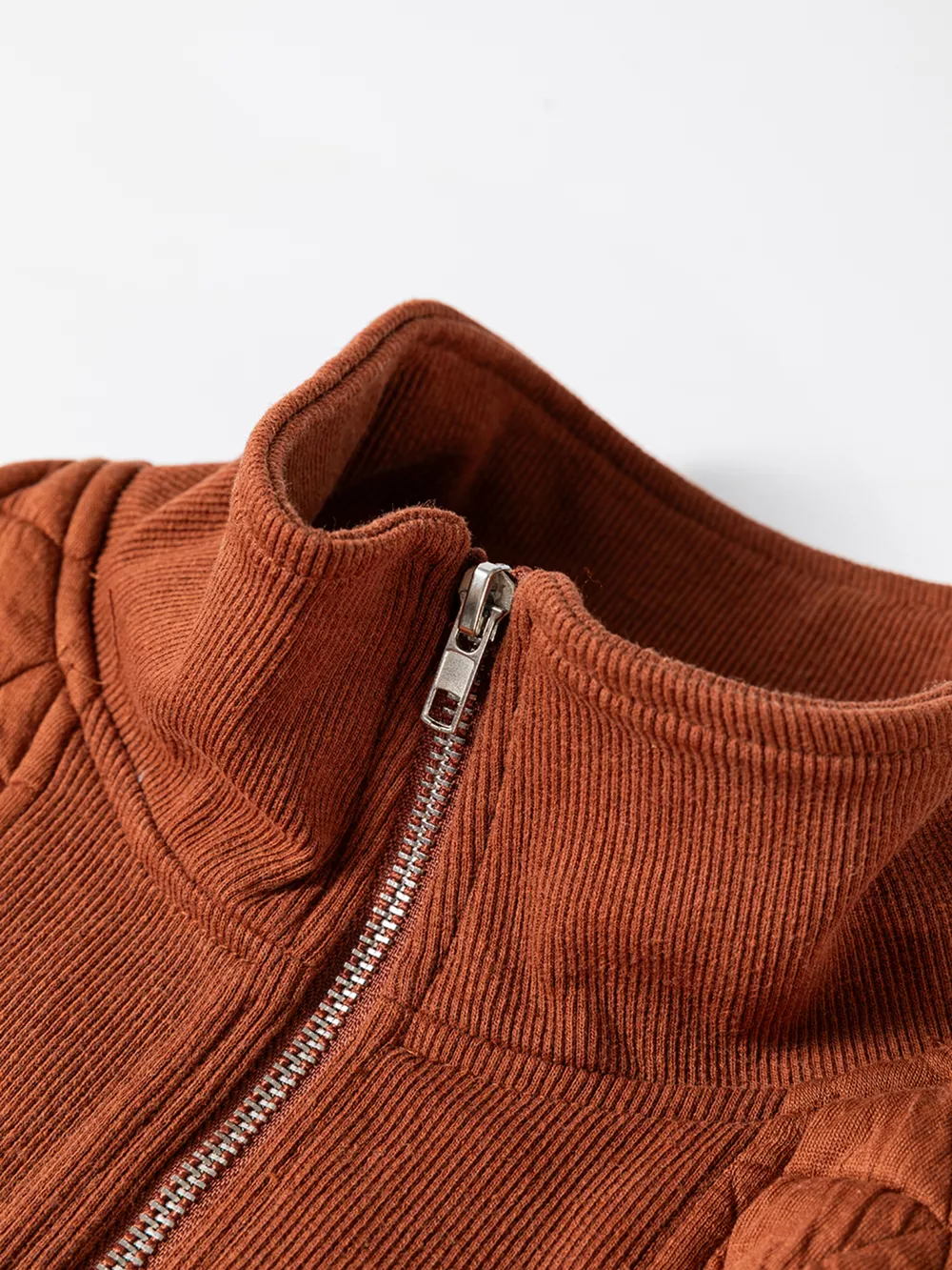 Geometric Quilted Half Zipped Loose Sweatshirt, image 7