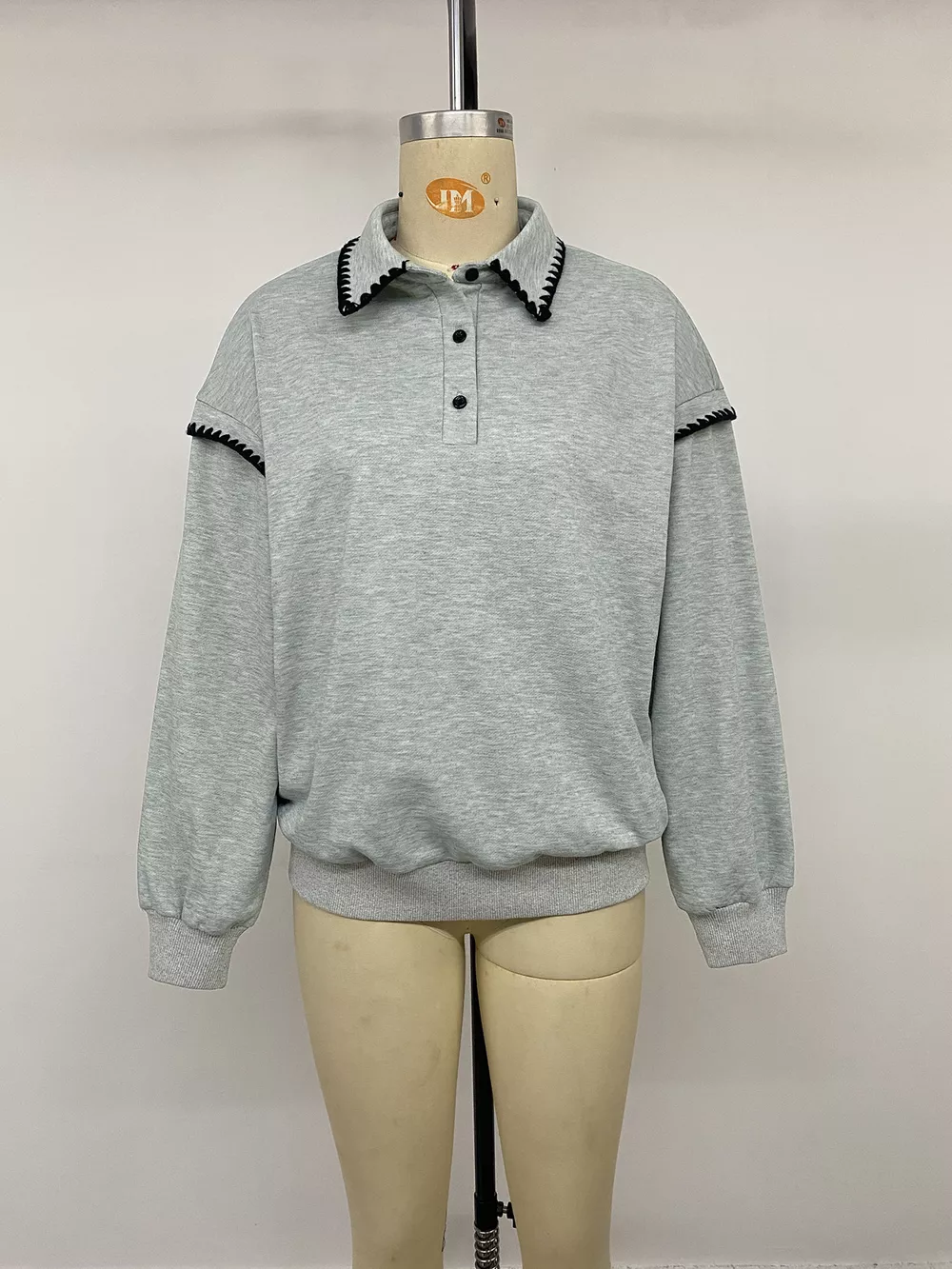 Polo Collar Dropped Shoulder Sweatshirt, image 11