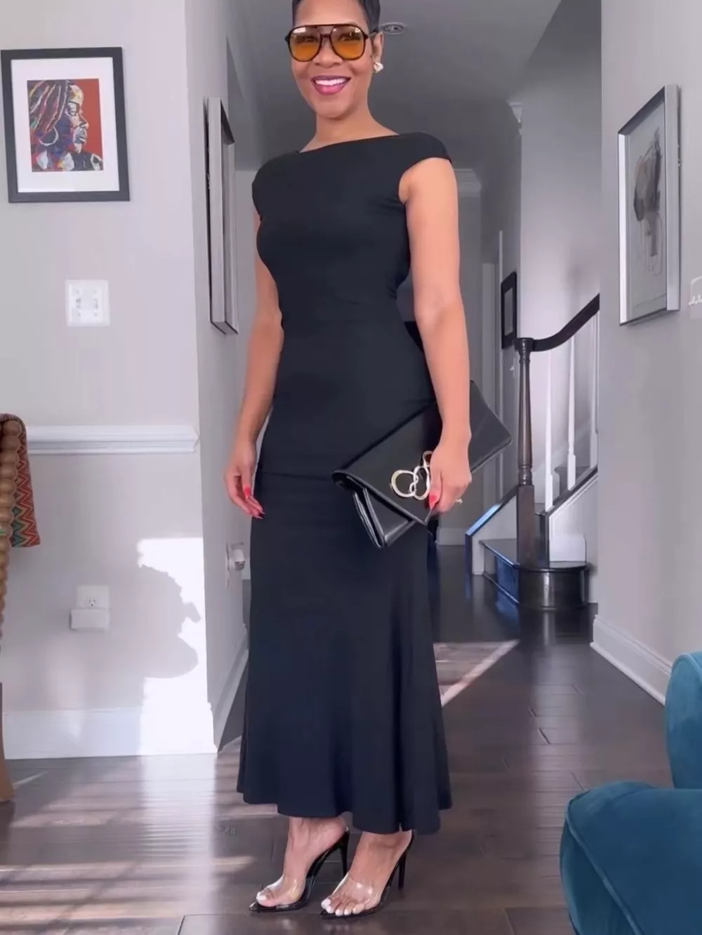 Backless Cap Sleeve Maxi Dress, image 5