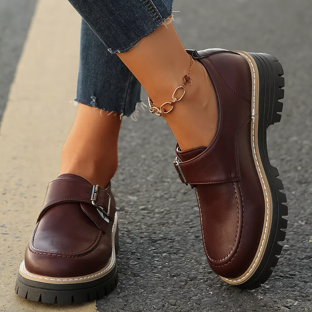 Buckle Accent Chunky Platform Loafers, image 3
