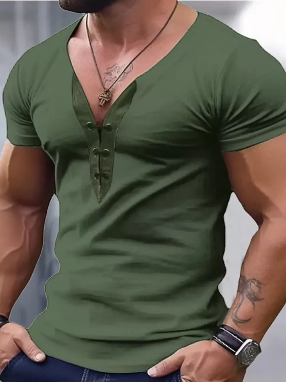 Men's Full Size Solid Color Short Sleeve T-Shirt Plus Size, image 5