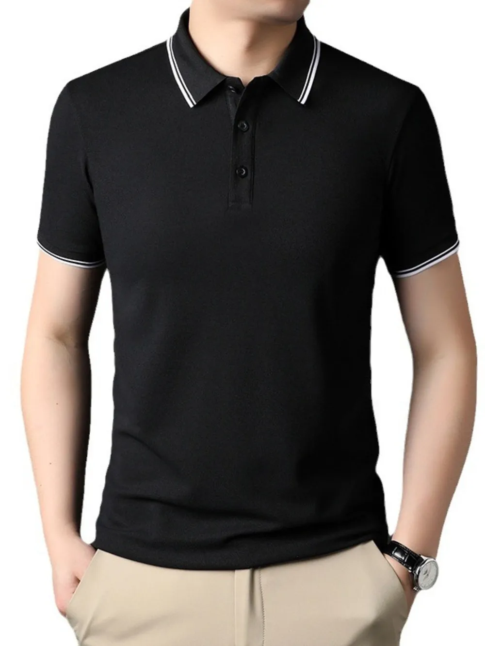 Men's Plus Size Button Detail Short Sleeve Polo, image 5