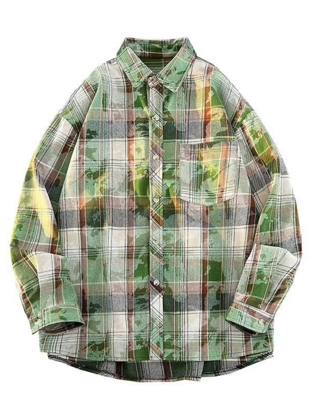 Men's Full Size Plaid Print Long Sleeve Shirt Plus Size, image 2