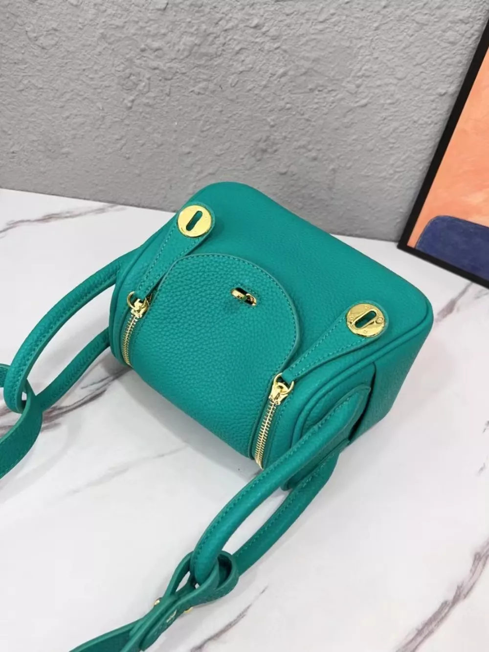 Gold-Tone Hardware Leather Crossbody Bag, image 2