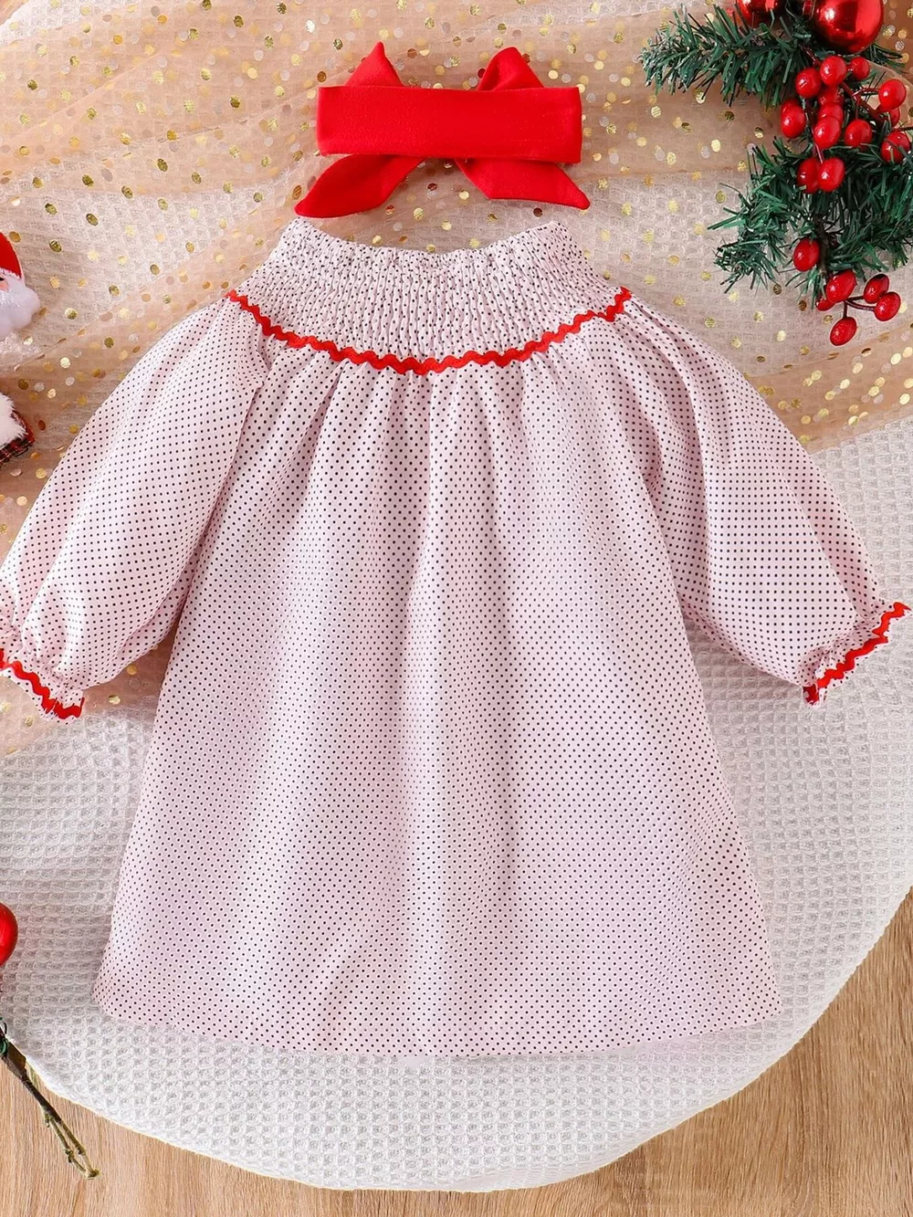 Children's Christmas Santa Embroidered Dress, image 2