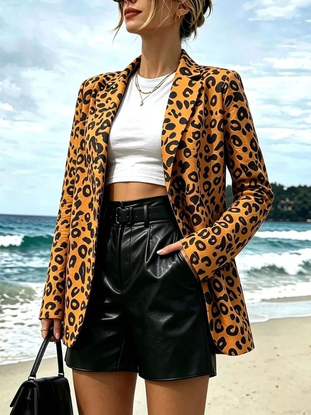 Leopard Print Long Sleeve Blazer, image 2