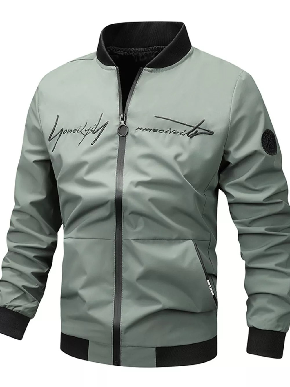 Men's Plus Size Zip Up Bomber Jacket, image 5