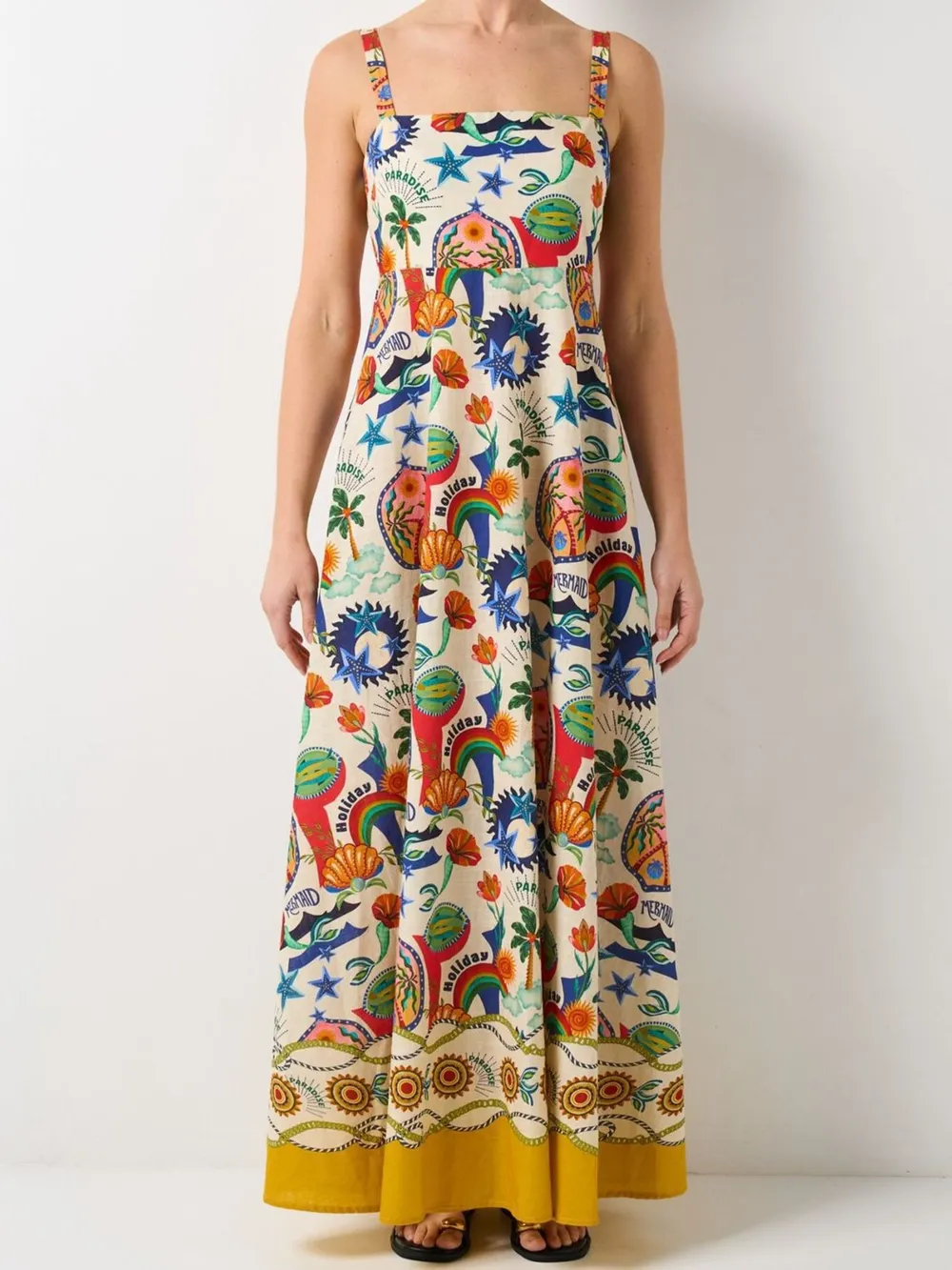 Printed Square Neck Maxi Dress, image 3