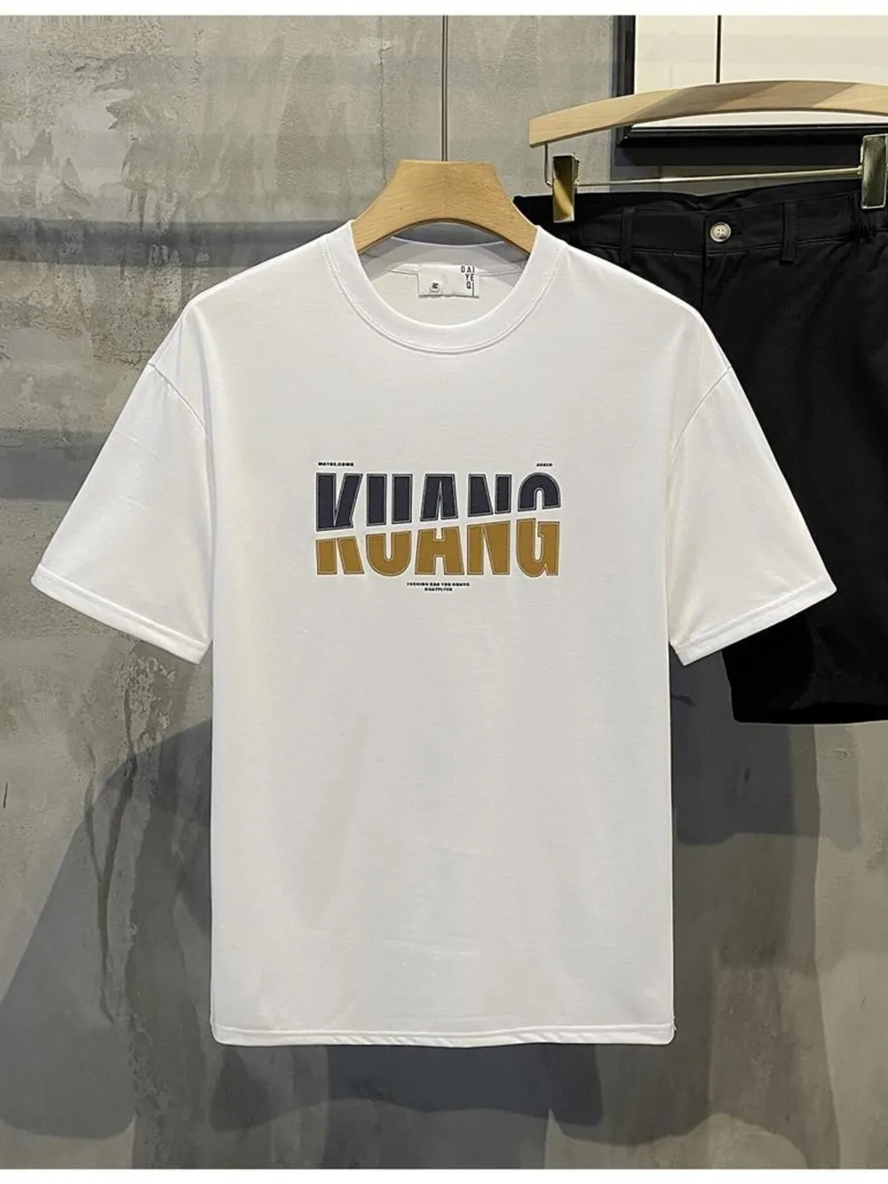 Men's Full Size Letter Round Neck Short Sleeve T-Shirt Plus Size, image 4