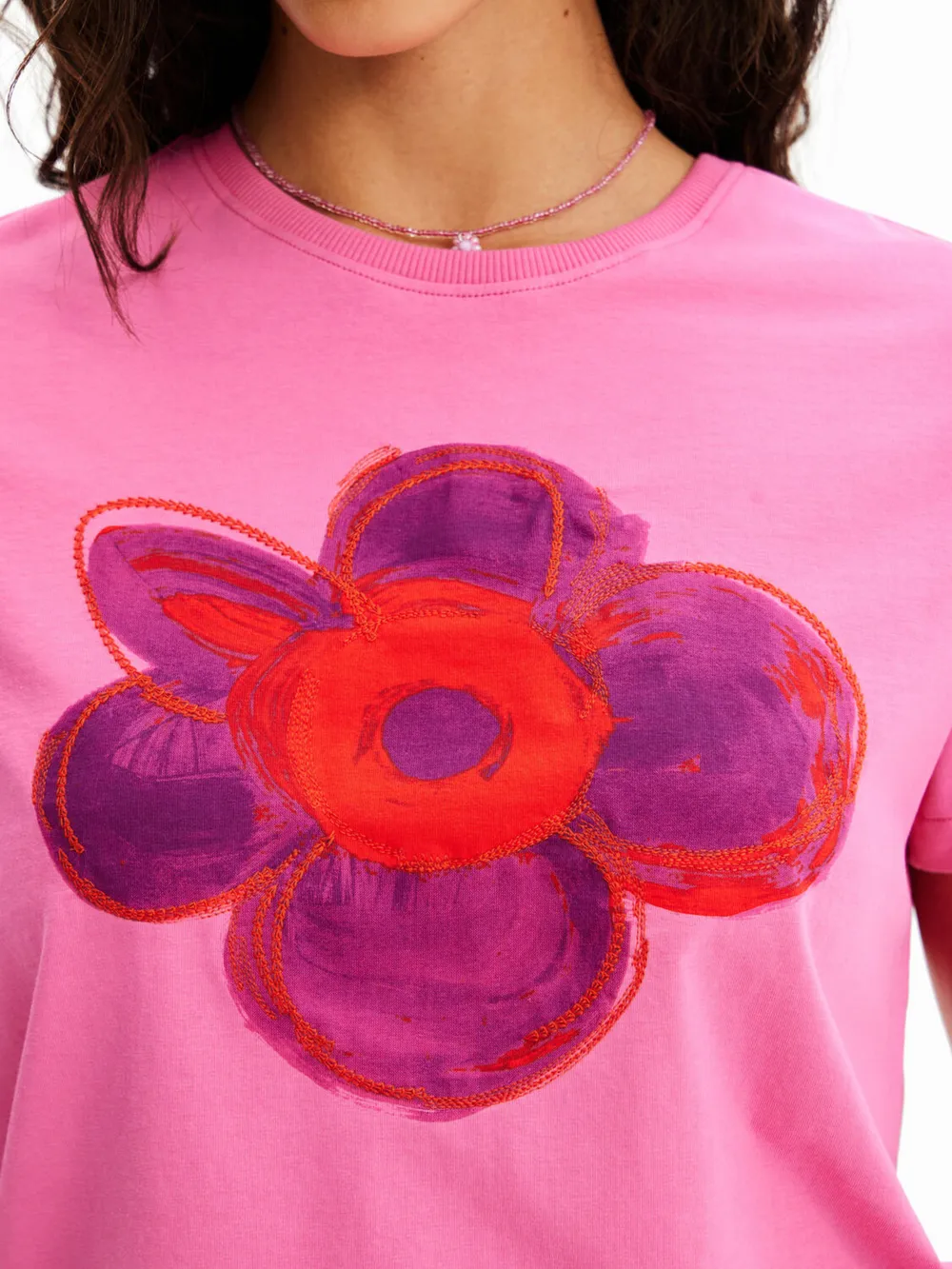 Flower Graphic Round Neck T-Shirt, image 14