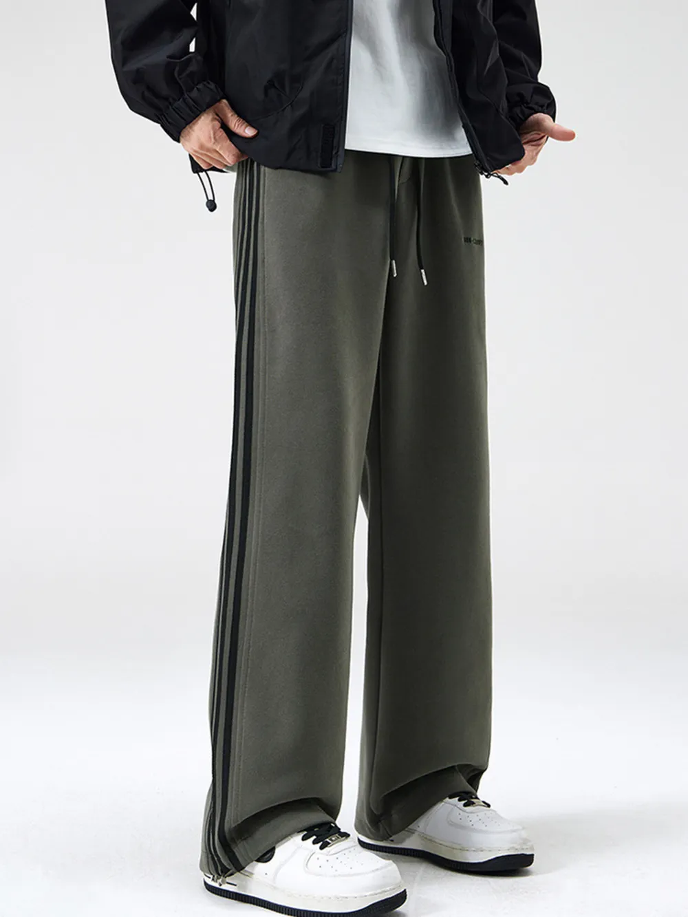 Men's Plus Size Drawstring Striped Wide Leg Pants, image 10