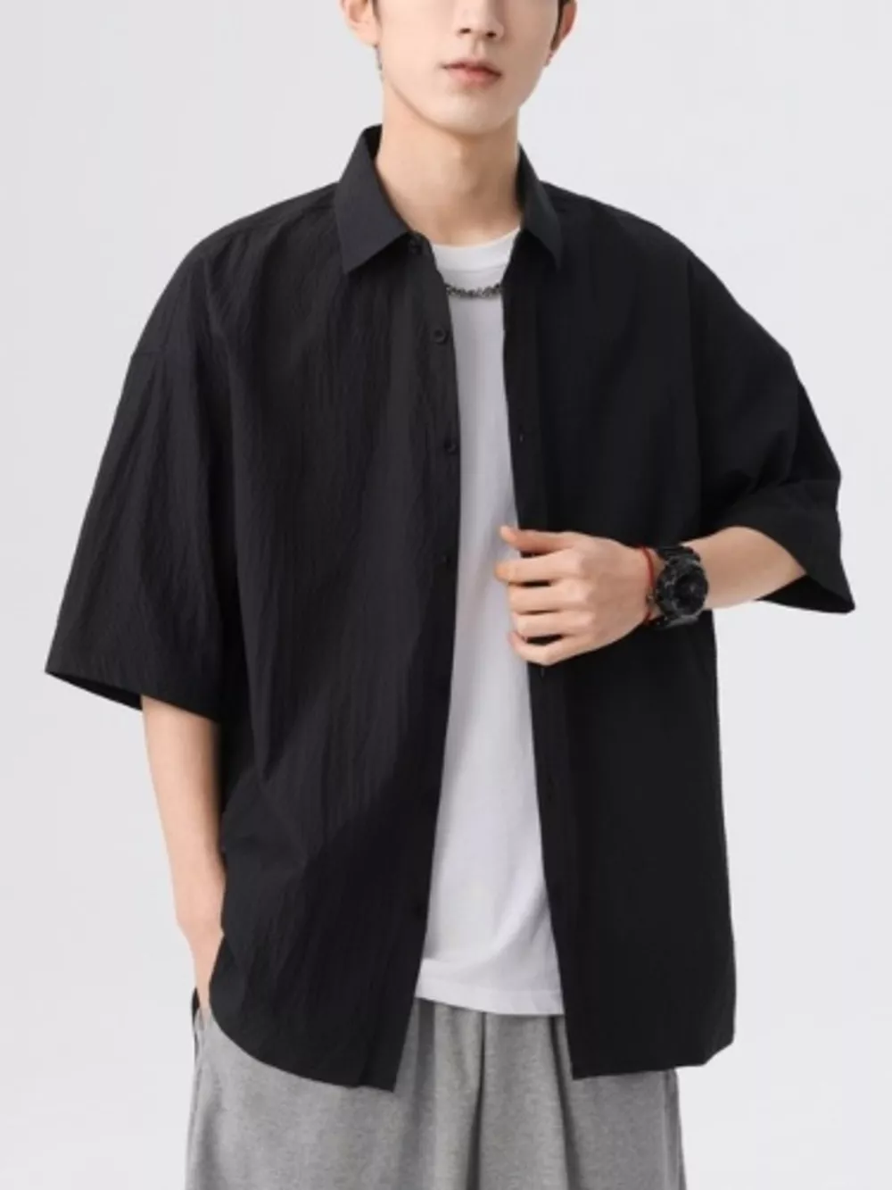 Men's Full Size Textured Short-Sleeve Shirt Plus Size, image 4