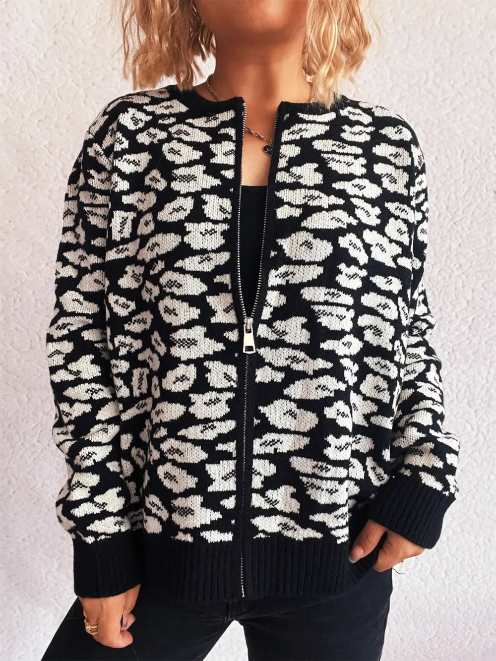 Zip Up Long Sleeve Cardigan, image 5