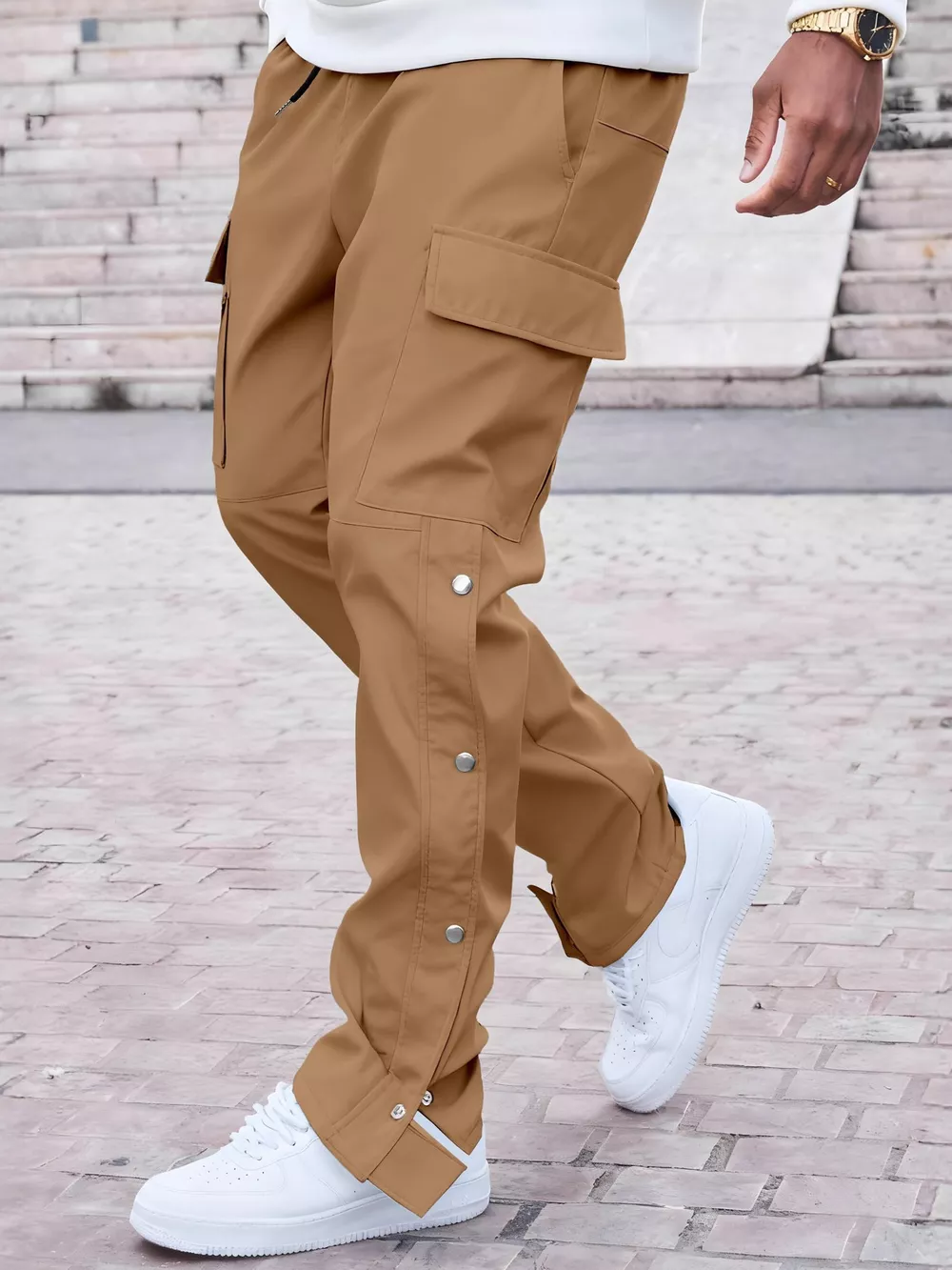 Men's Full Size Solid Color Cargo Pants Plus Size
