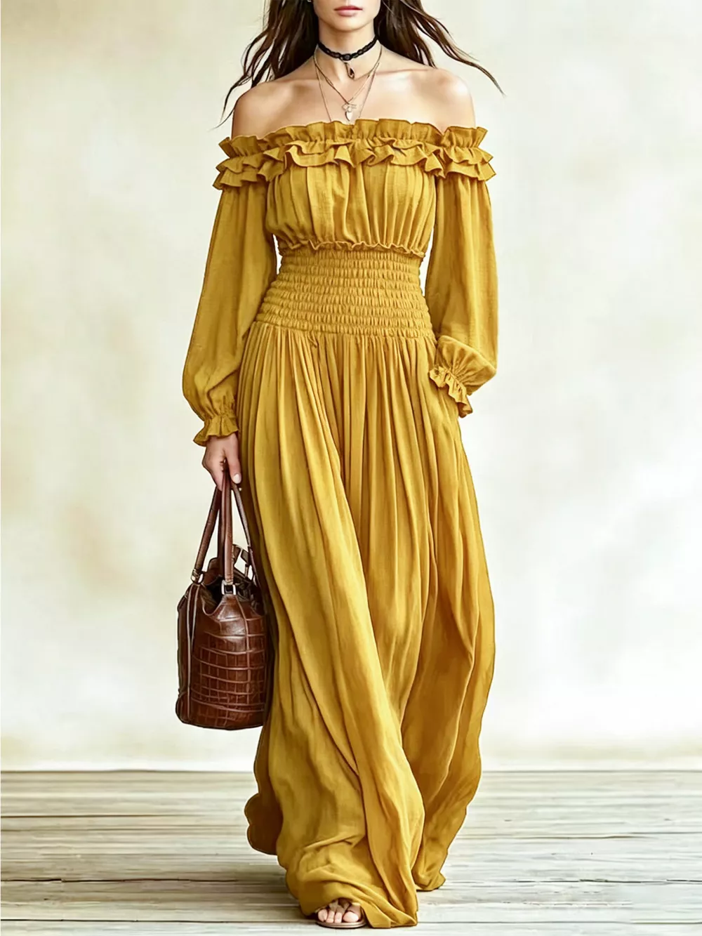 Full Size Off-Shoulder Ruffled Maxi Dress with Smocked Waist Plus Size, image 14